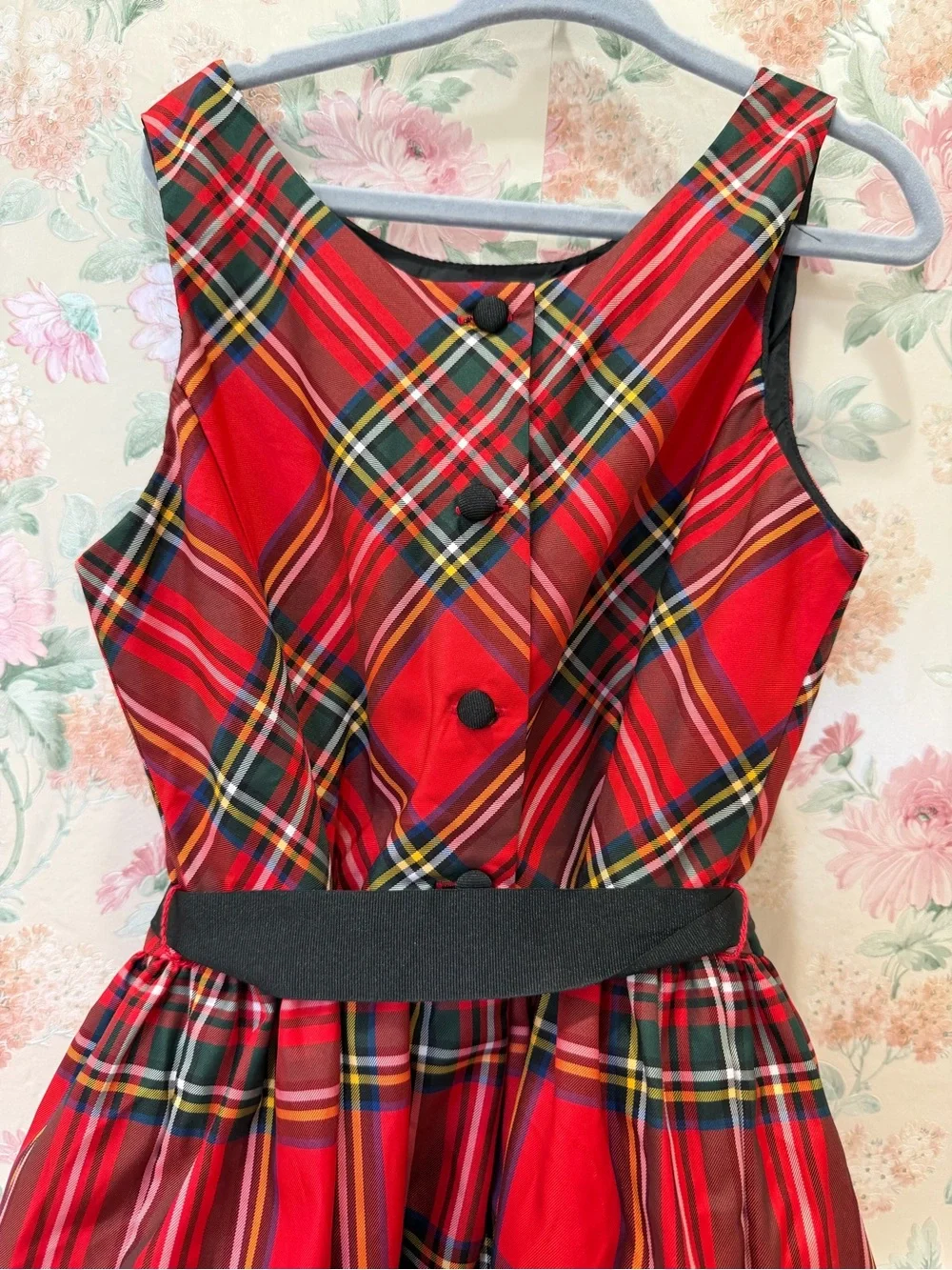 Ralph Lauren Red Tartan Plaid Dress with Black Sash